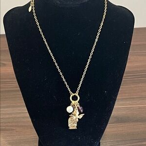 Yanbal gold tone necklace with faith based charms